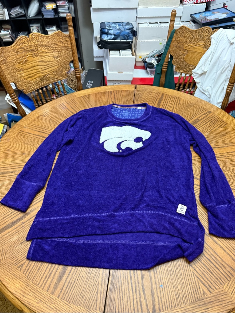 Pressbox K-State Fuzzy Purple Long-Sleeve Sweatshirt with White Logo